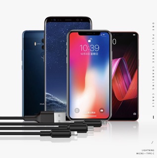 Cáp sạc Hoco X25: 3 trong 1 đầu ,micro usb và type C- 2A.
