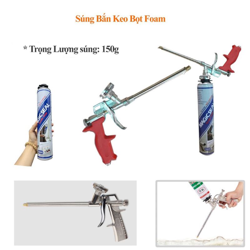 Súng Bắn Keo Bọt Nở Foam, Súng Bắn Keo Bọt Nở Chèn Khe Hở Tường, Lỗ Rỗng Cho Công Trình Xây Dựng