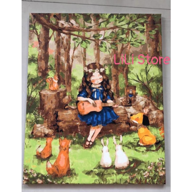 [SẴN 20 mẫu] Tranh sơn dầu số hóa DIY khổ 40x50cm khung căng sẵn FOREST GIRLS