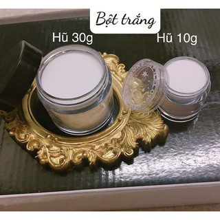 Bột mầu trắng đắp hoa, đắp móng, nhúng hũ 10g-30g