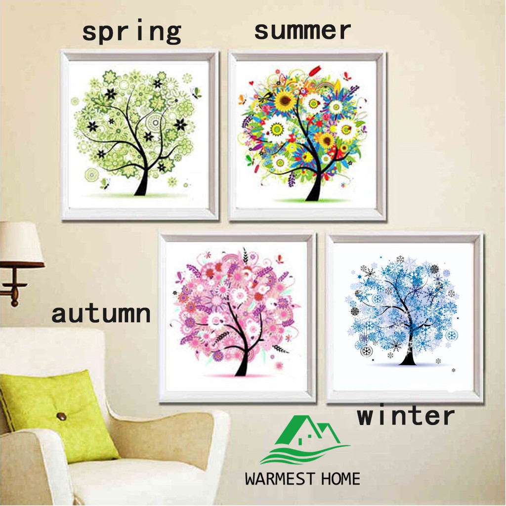 Bộ tranh tự đính đá tự làm 5D họa tiết chéo cây bốn mùa Trang trí nội thất | BigBuy360 - bigbuy360.vn