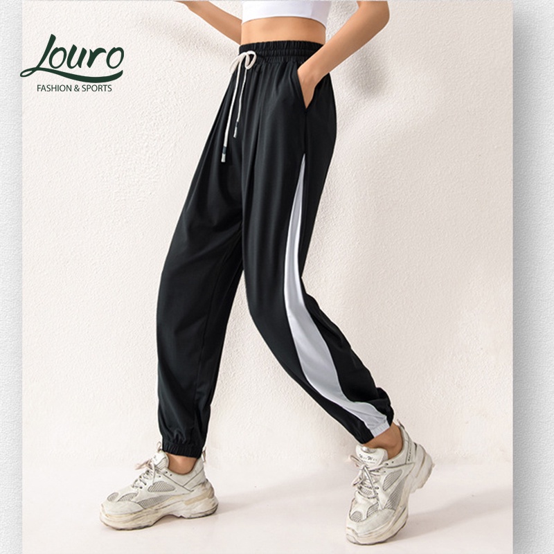 Quần Jogger nữ Louro QL111, mẫu quần tập gym nữ dáng rộng che khuyết điểm, phù hợp tập luyện thể thao, đi chơi