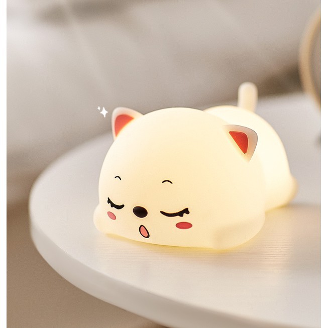 Đèn Ngủ Silicone Mèo Con và Đám Mây Siêu Dễ Thương Có Điều Khiển Từ Xa 16 Màu, Thay Đổi Màu Sắc