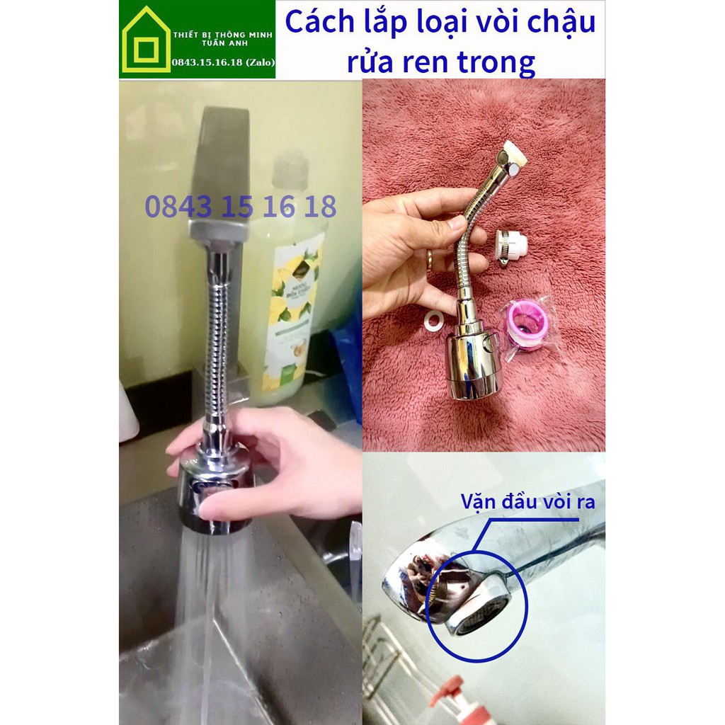 Đầu nối vòi chậu rửa tăng áp,(video thật, ảnh thật), lắp mọi loại vòi