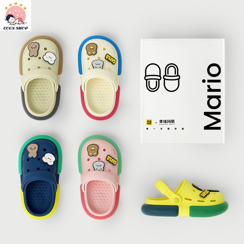 Dép Sục Cheerful Mario Cho Bé , Dép Sục Siêu Nhẹ , Chống Trơn Trượt Siêu Đáng Yêu