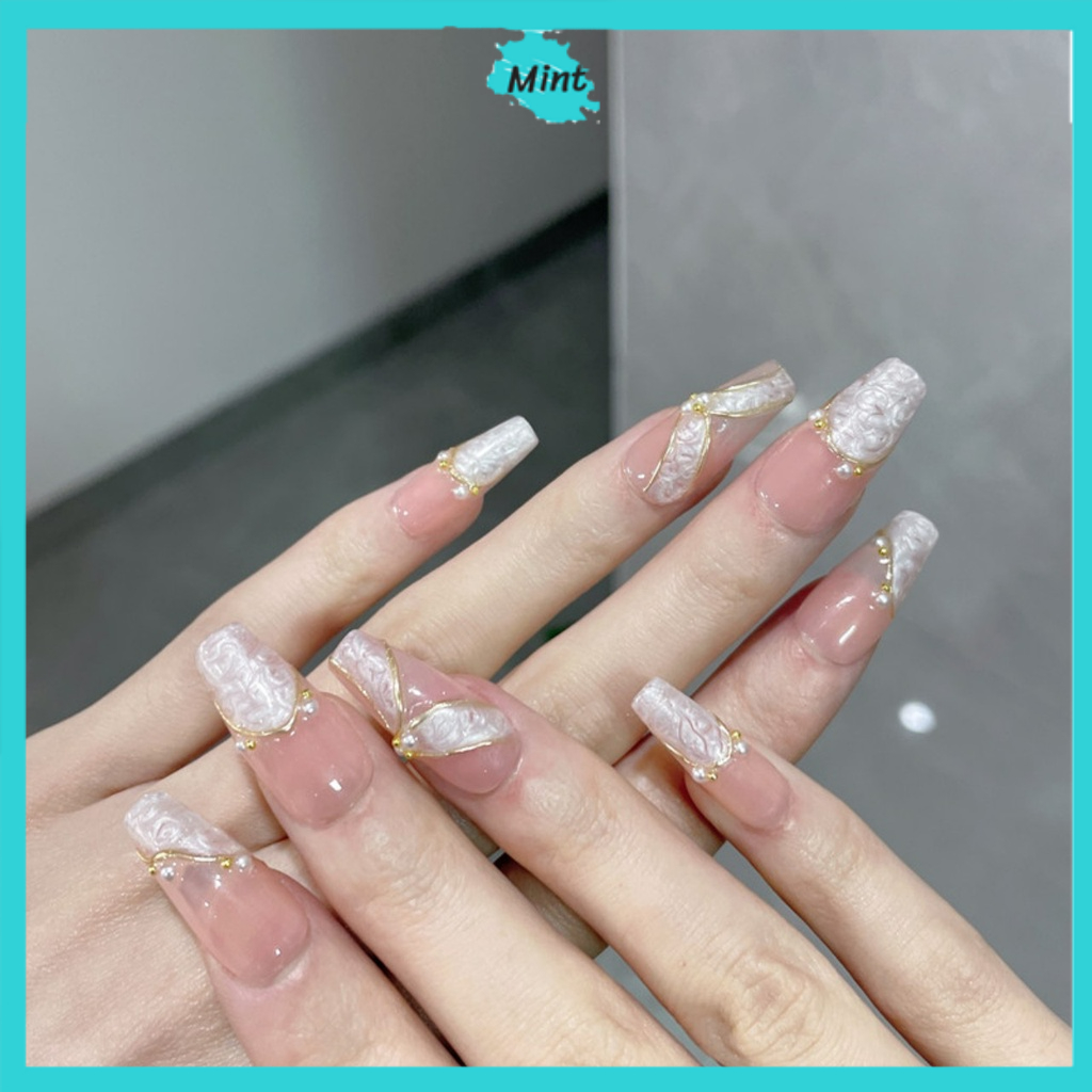 Nail Box Thiết Kế Thủ Công NB98 Nailbox Cao Cấp Sang Chảnh Vân Nhũ Viền Nổi Tráng Gương