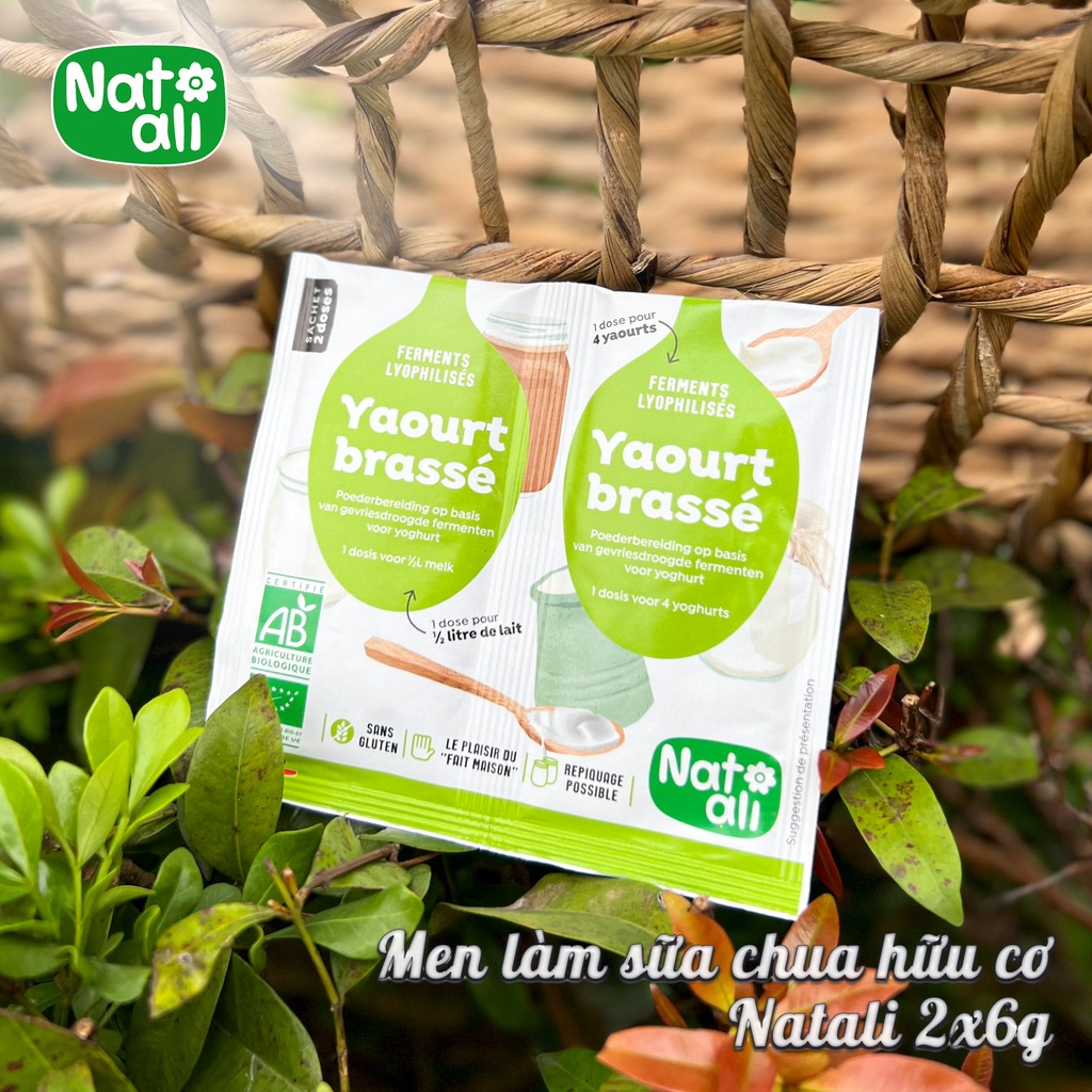 Men làm sữa chua yaourt hữu cơ natali 2x6g