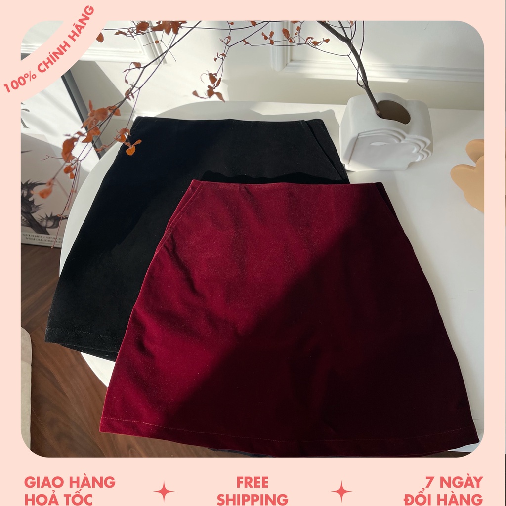 Quần váy HEYBEE phom chữ A, chất vải nhung nữ tính - VELVET SKORT HT714