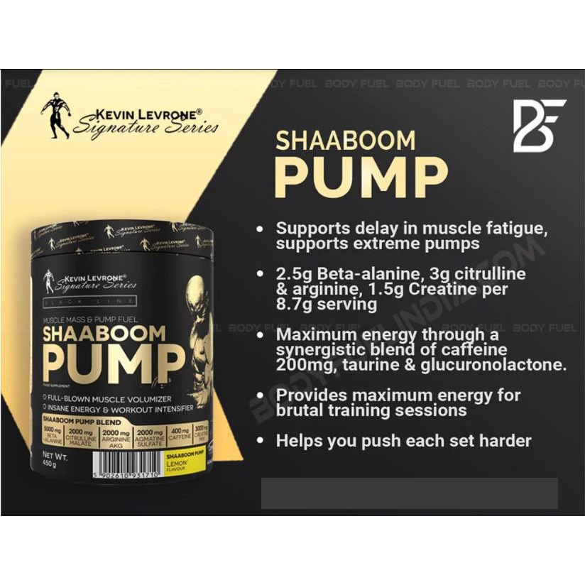 Kevin Levrone Shaaboom Pump Pre Workout Tăng Hiệu Suất Tập Luyện Giúp Phát Triển Cơ Bắp 385 Gram (44 Lần Dùng)