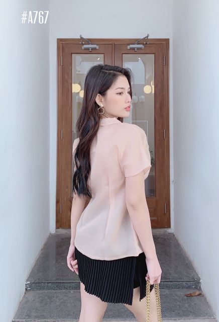 Áo sơ mi nữ vải bóng kính siêu hot