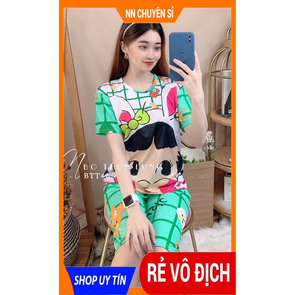 Đồ bộ mặc nhà ⚡ Đồ bộ nữ ⚡ Đồ bộ thun mềm mịn mát in hoạt hình dễ thương BTT45⚡ Ảnh thật