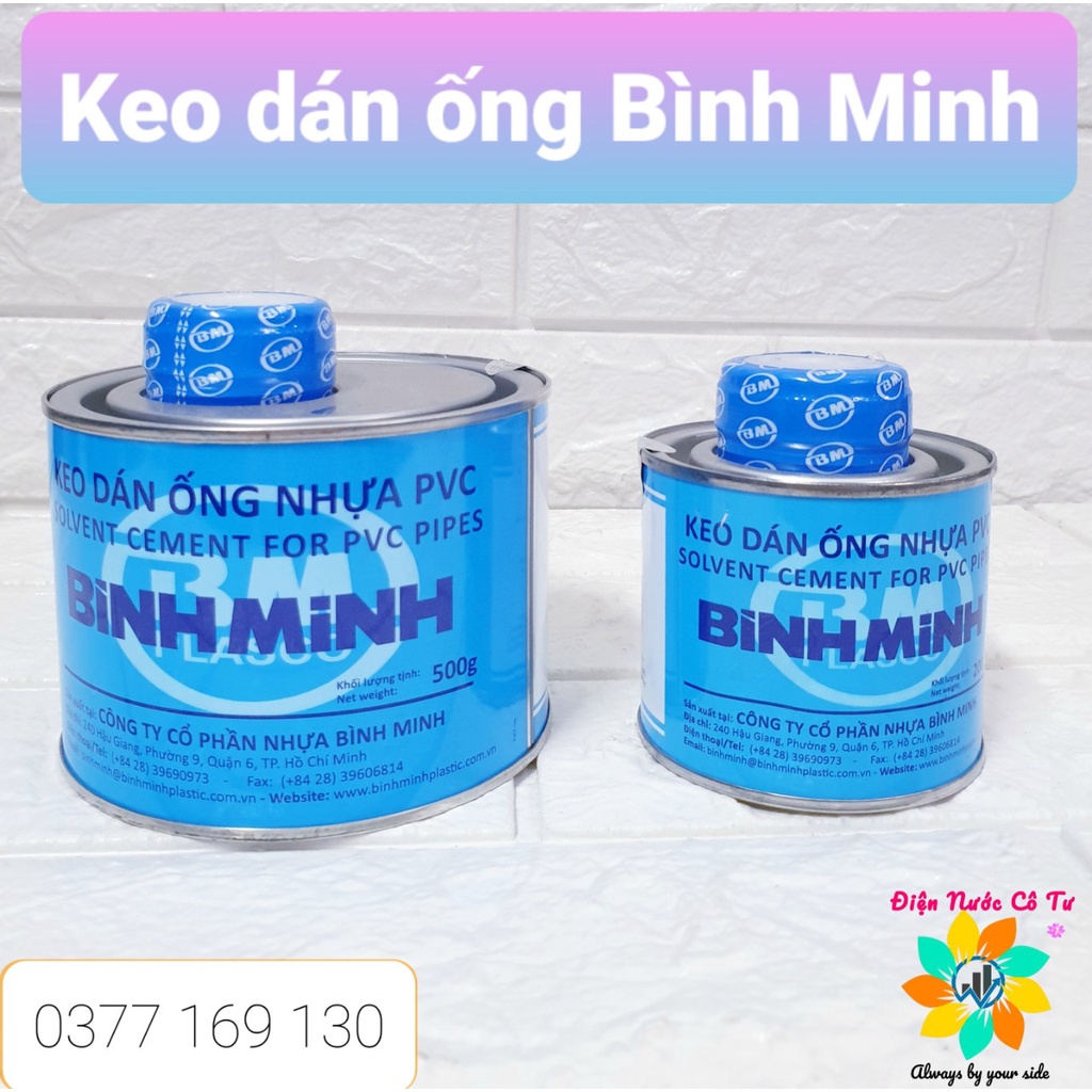 Keo dán ống nhựa ống nước Bình Minh 200gram 500gram