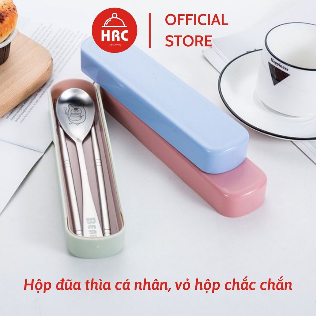 Bộ muỗng đũa cá nhân hình gấu (GIÁ RẺ) Bộ thìa đũa văn phòng inox 304 cao cấp tiện dụng