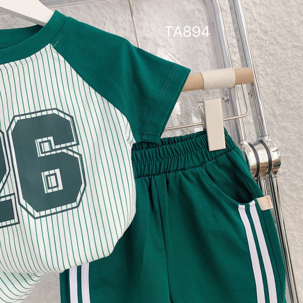 Bộ cotton cộc tay số thể thao cho bé trai gái thông hơi thoáng mát
