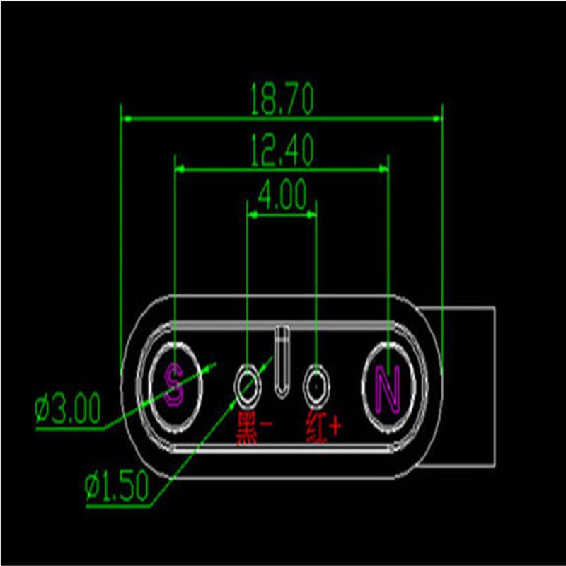 Dây cáp sạc từ tính 2 chấu 4mm màu đen