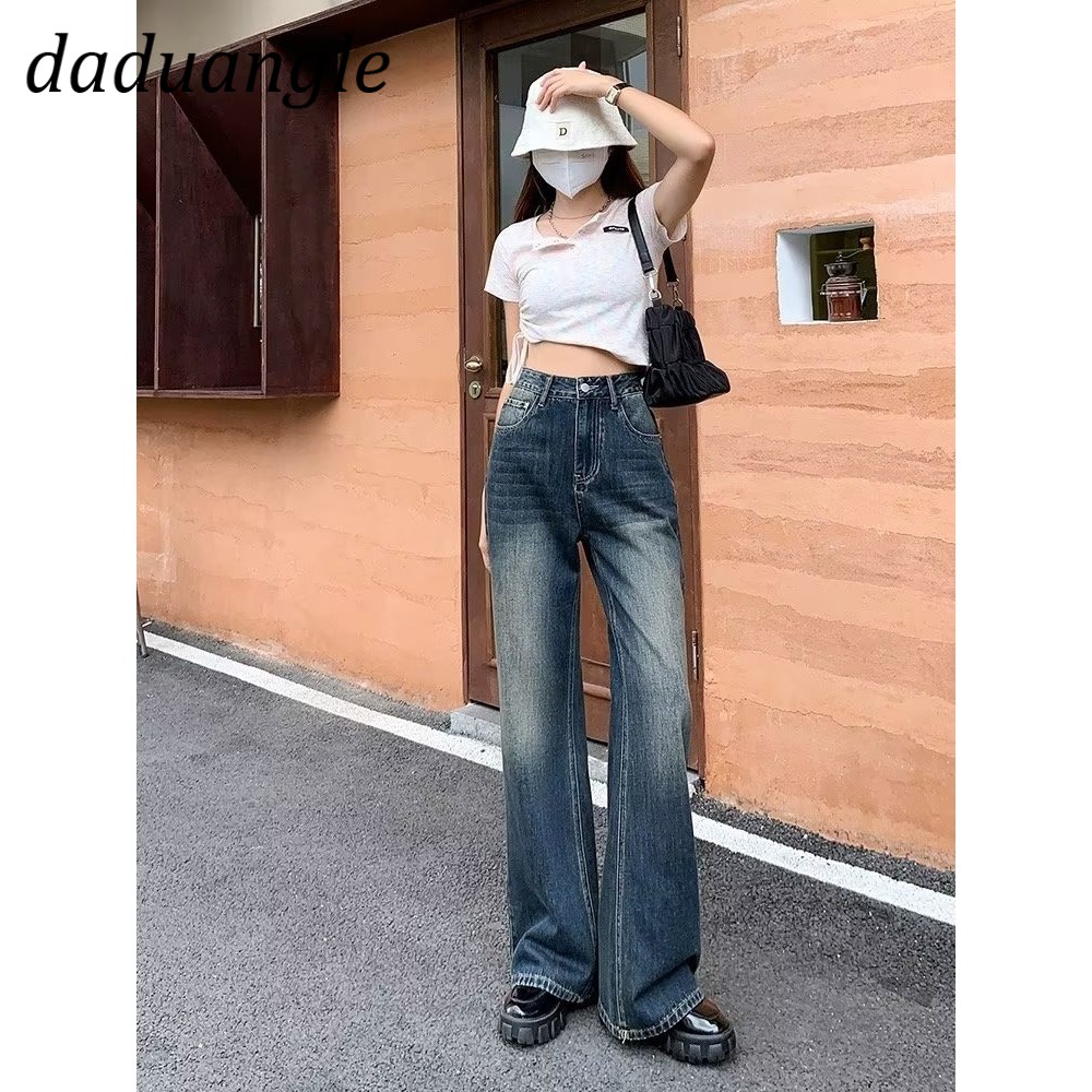 Quần jean Daduhey lưng cao ống rộng thời trang phong cách Hàn Quốc cho nữ