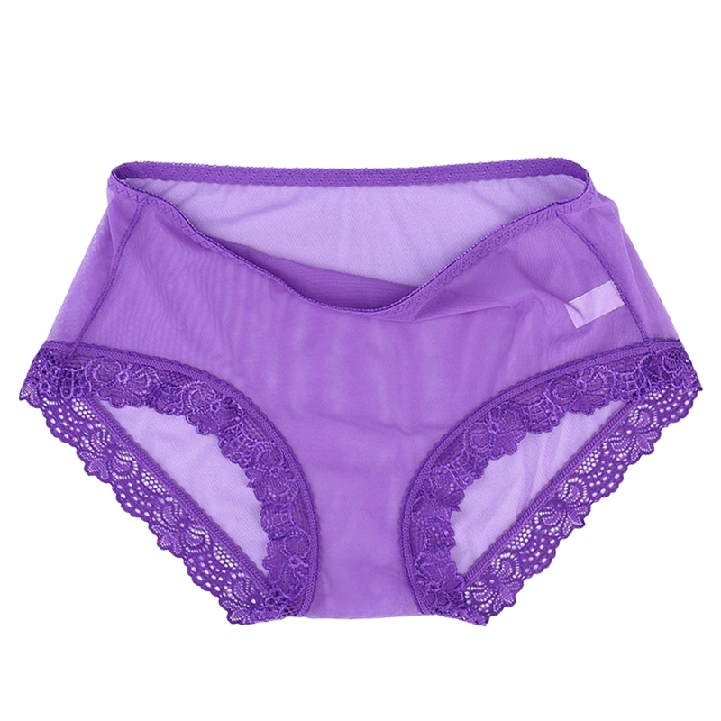 Mesh large panties women underwear size middle low waist briefs cotton ice silk