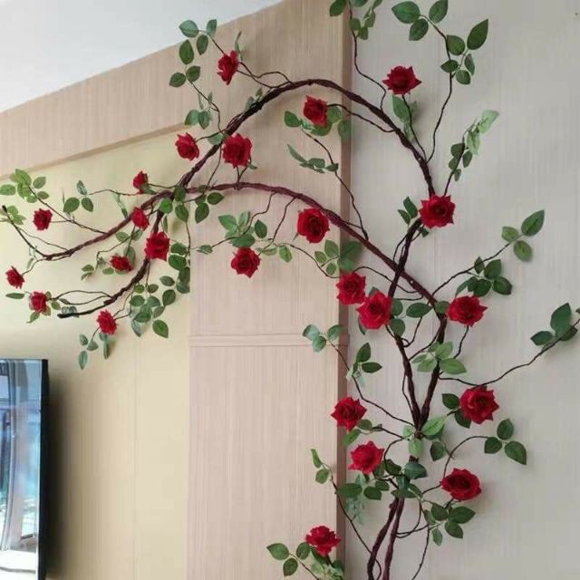 Hoa lụa cao cấp💖𝑭𝑹𝑬𝑬𝑺𝑯𝑰𝑷💖dây hồng leo trang trí cao cấp thân giống thật loại 1