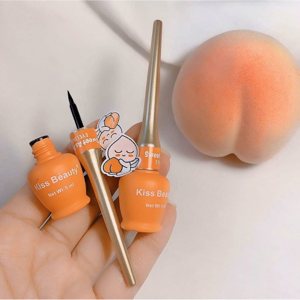 🍑 Bút Kẻ Mắt Nước Trái Đào Kiss Beauty Peach Eyeliner Siêu Dễ Kẻ, Bền Màu, Không Thấm Nước