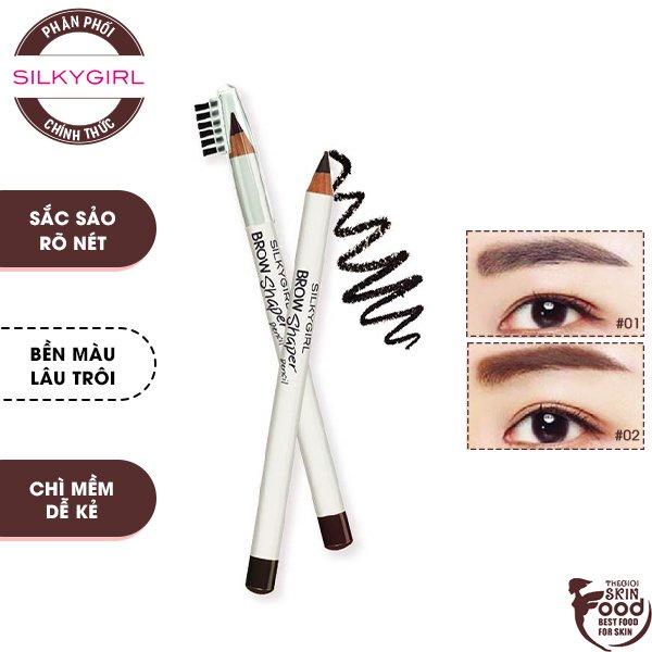 Chì Kẻ Mày Kèm Chổi Tiện Dụng, Dễ Vẽ Silkygirl Brow Shaper Pencil 1.14g