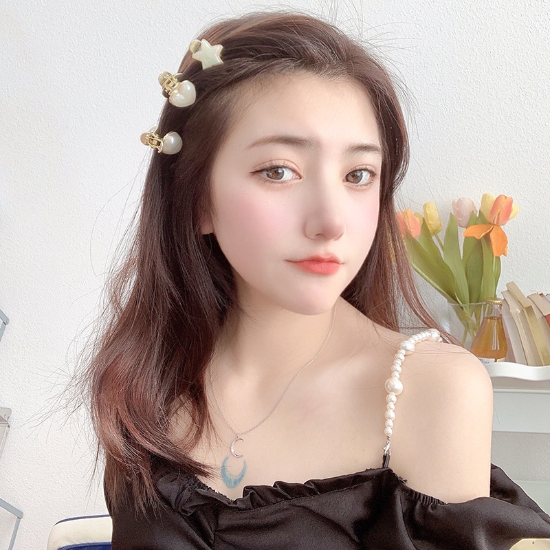 Kẹp Tóc Hình Ngôi Sao Năm Cánh Đính Ngọc Trai Dễ Thương 2022