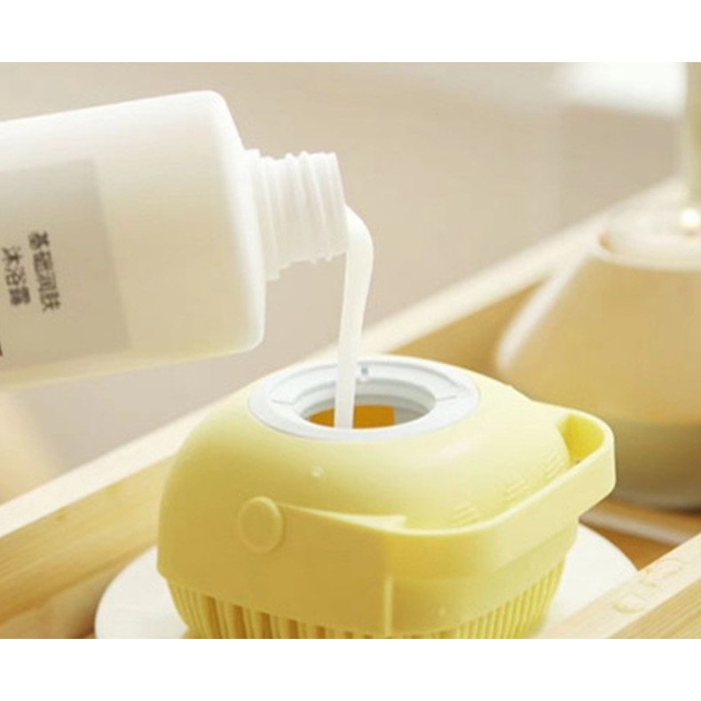 Bông Tắm Silicon Cao Cấp Có Khay Đựng Xà Phòng Tạo Bọt Massage Cơ Thể, Tẩy Tế Bào Chết