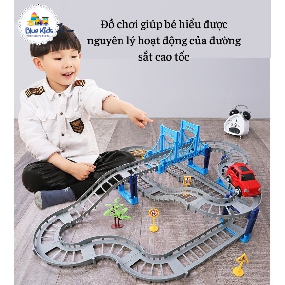 Đồ Chơi Lắp Ráp Đường Đua Ô TÔ Chạy Trên Đường Sắt, Ô TÔ Tàu Lượn cực hấp dẫn cho bé
