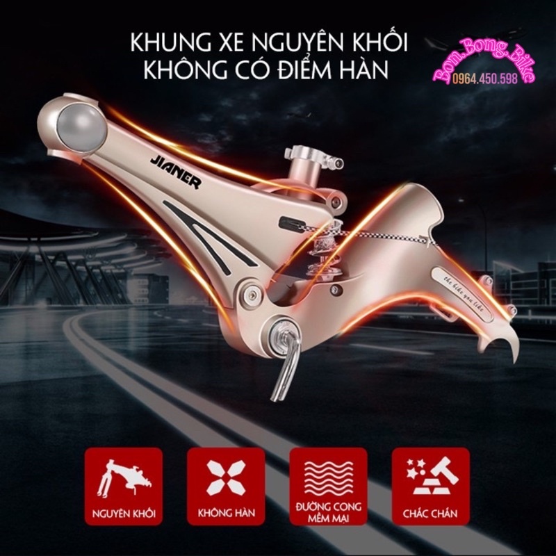 Xe đạp trẻ em Jianer J9 Nhập Khẩu Khung Đúc Vành Đúc Phanh Đĩa Có Giảm Sóc 12-14-16inch(Bé Từ 2 đến 8 tuổi )