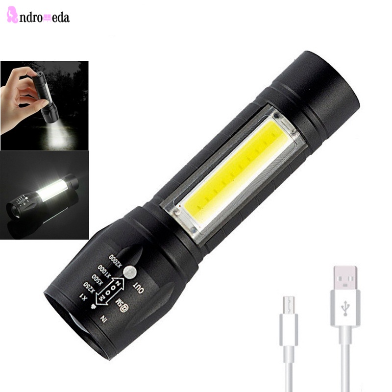 Đèn pin cầm tay T6 COB LED sạc cổng USB