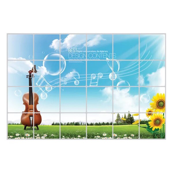 Decal dán bếp tráng nhôm cách nhiệt size lớn - đàn nhạc