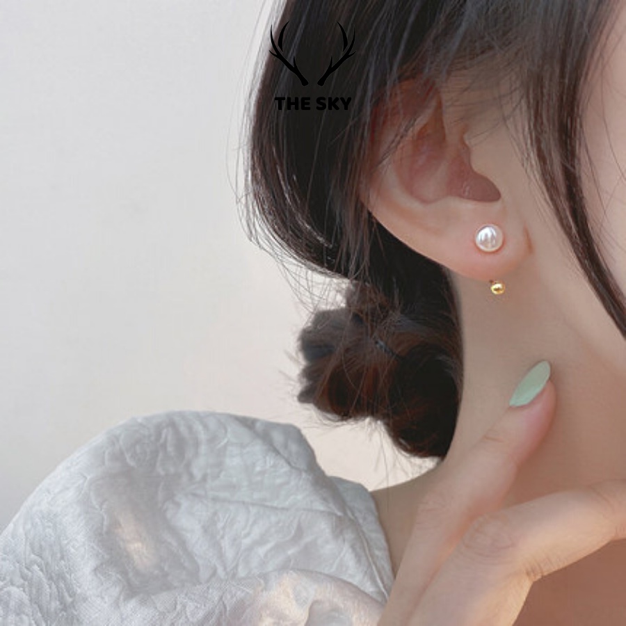 Bông Tai Nữ Ngọc Trai Nhân Tạo Chốt Vặn Mẫu Mới Hàng Thiết Kế THE SKY