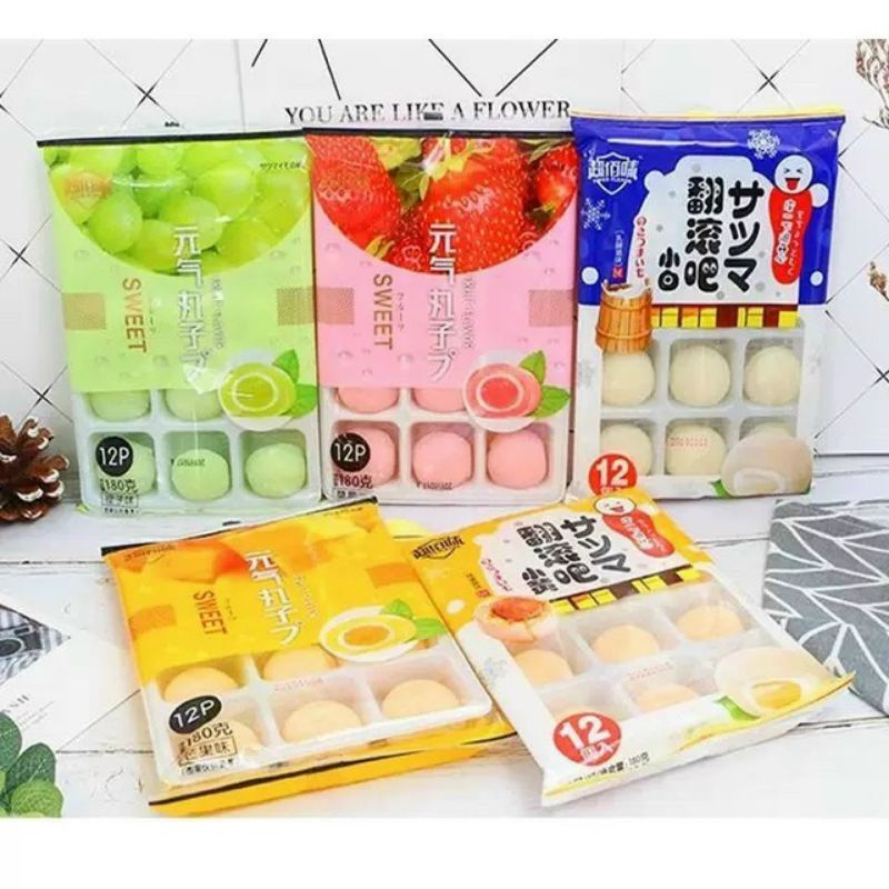 GÓI 180gr BÁNH MOCHI KEM LẠNH VỊ HOA QUẢ (12 BÁNH)