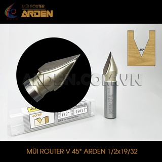 Mũi phay router đánh rãnh v 45 độ arden thép hợp kim cứng 12.7×15.08 mm