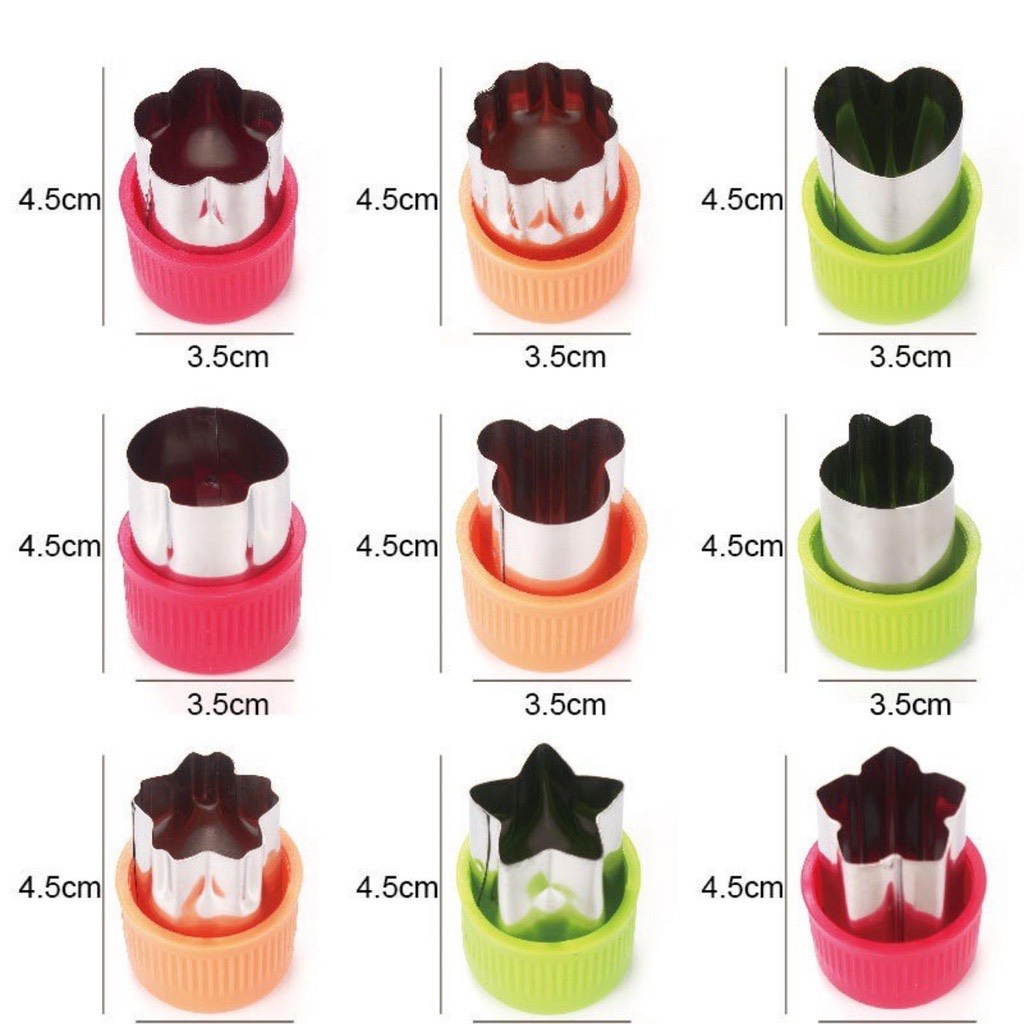 Set 3 Khuôn Tạo Hình Rau Củ Quả, Bánh Bằng Inox Dễ Thương Cho Bé Ăn Dặm