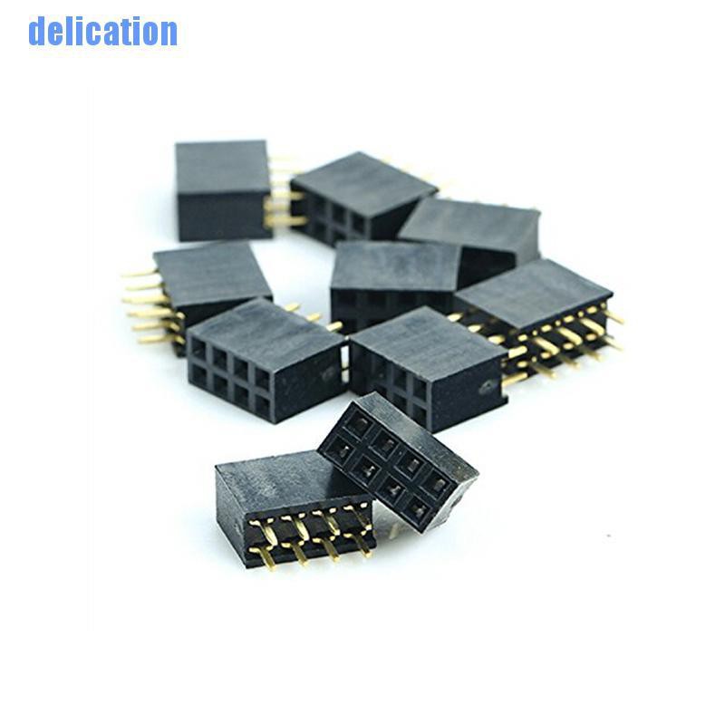 Delication✿ 10PCS 2x4 Pin 8P 2.54mm Double Row Female Straight Header Pitch Socket Pin Strip