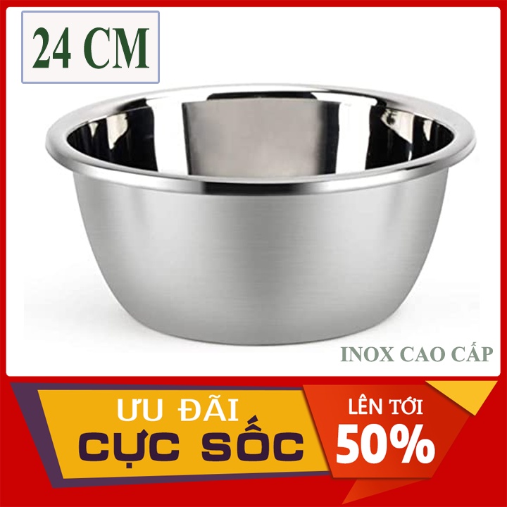 [DÀY - ĐẸP] Thau rửa rau củ quả bằng inox 24 CM. Thau đựng rau củ