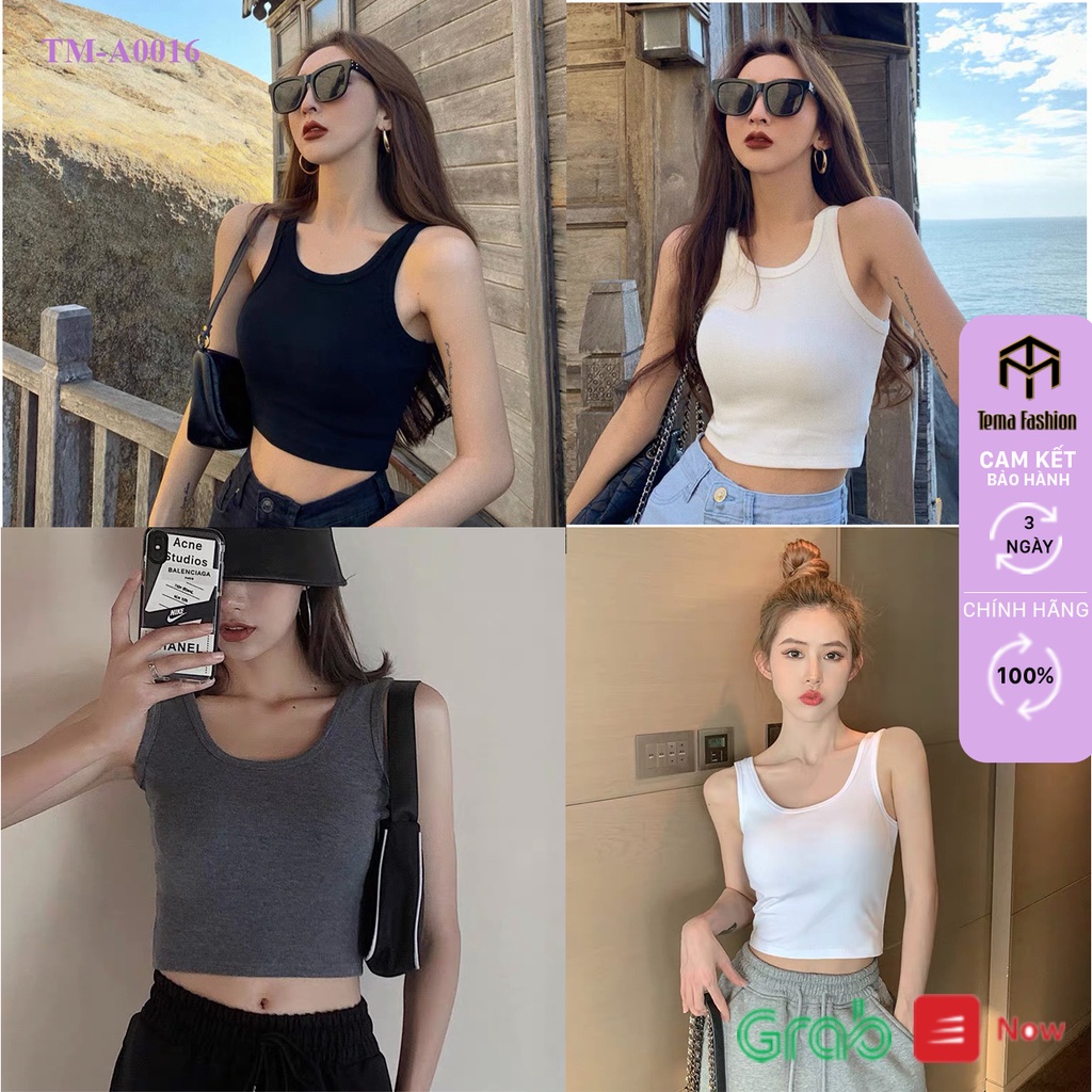 Áo ba lỗ nữ TEMA cotton cao cấp - Áo croptop nữ  basic chất loại 1 co giãn mát, mịn dáng ôm mix đồ cực xinh