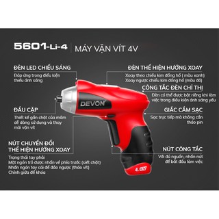 Máy vặn vít 4V Devon 5601-Li-4 (đầu vặn)