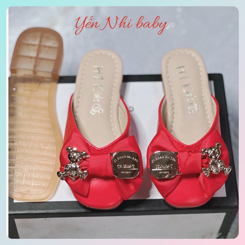 Sục bé gái, sục khoá nơ đẹp da PU mềm đế chống trơn trượt cho bé gái M012