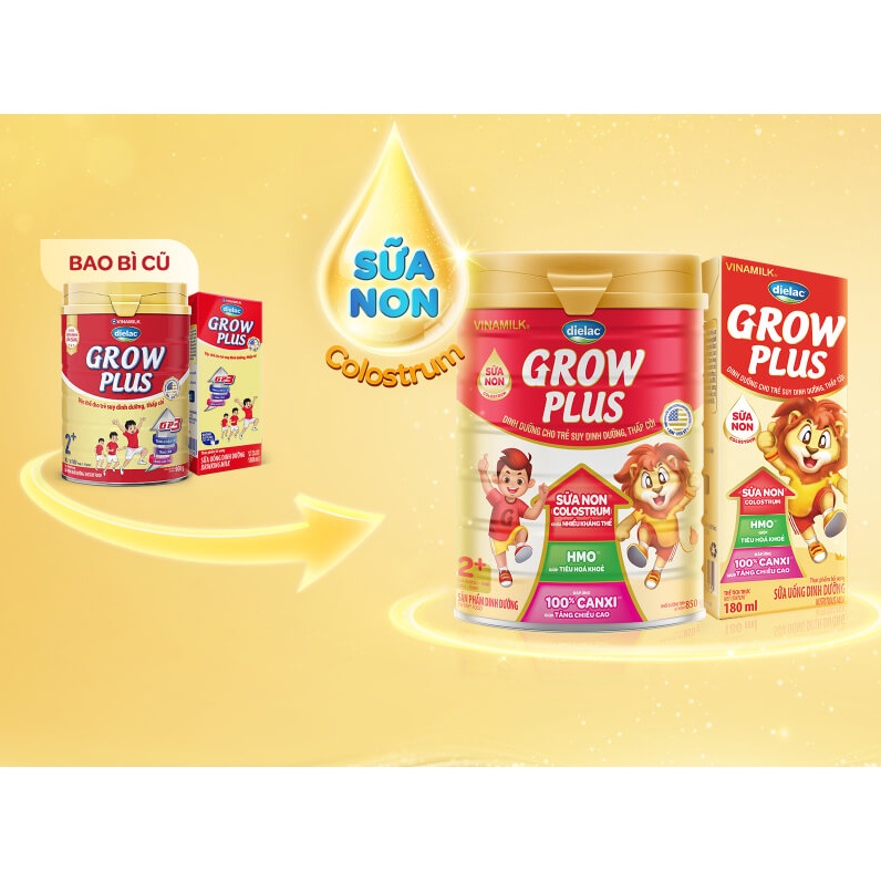 Sữa bột Vinamilk Grow Plus 1+ 2+, tổ yến 900g từ 3 tuổi