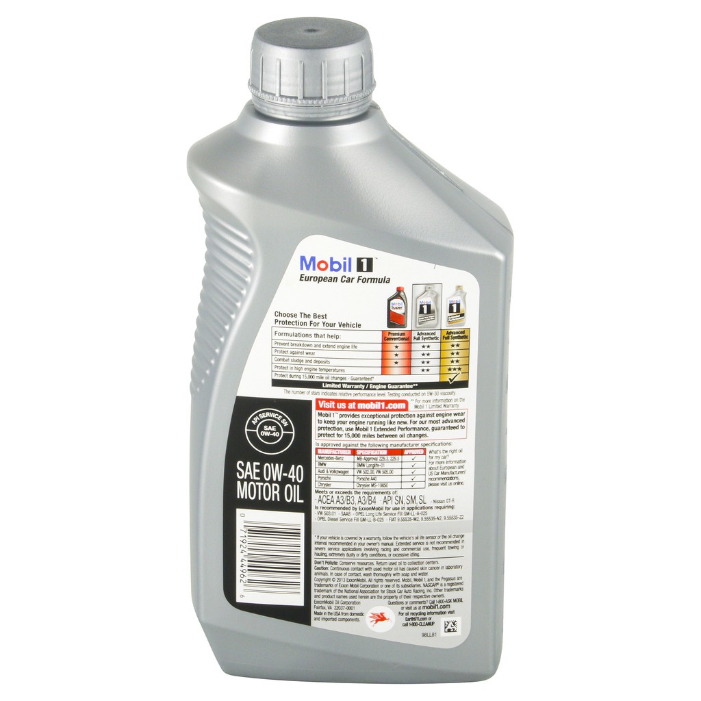 Nhớt tổng hợp cao cấp Mobil 1 SAE 0W40 Full Sythetic 1L (nhập khẩu USA)