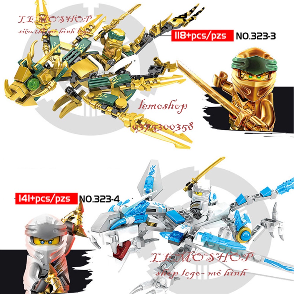 Đồ chơi xếp hình lắp ráp Rồng Ninjago 2 trong 1, đồ chơi trí tuệ thông minh cho bé bằng nhựa an toàn 323