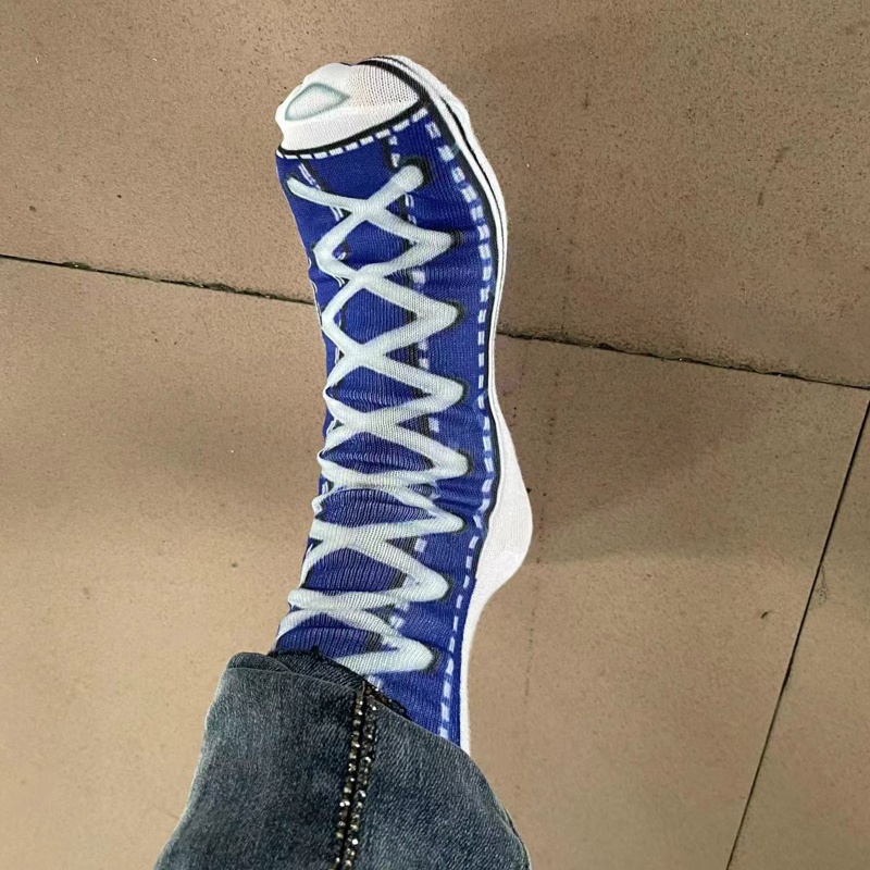 Vớ Canvas Dài In Hình Đôi Giày 3D Vui Nhộn Unisex