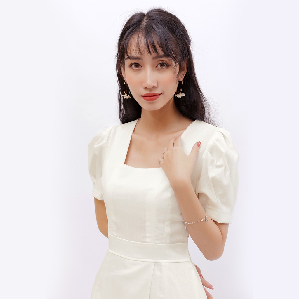 Đầm công sở cao cấp thời trang Eden tay phồng cổ vuông xinh xắn dễ phối đồ - D380 | BigBuy360 - bigbuy360.vn