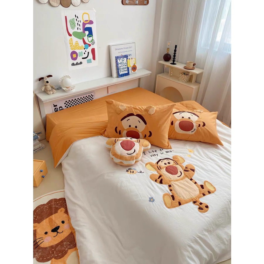 Bộ chăn ga gối mẫu HỔ CON - Cotton Line Disney thêu họa tiết ngộ nghĩnh, set 5 món sẵn hàng