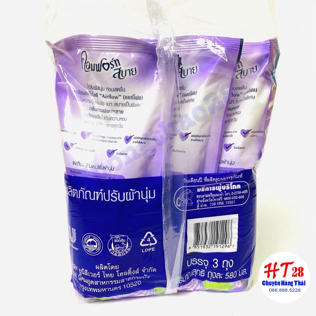 [Combo 3 túi] Nước Xả Comfort Thái Lan Lưu Hương 48h, Nước Xả Vải Comfort Thái 580ml Huongthao28