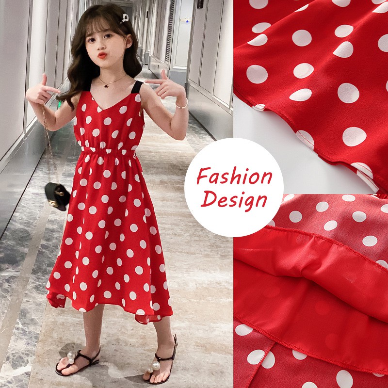Đầm Công Chúa Hai Dây Họa Tiết Chấm Bi D204 Thoải Mái Và Thanh Lịch