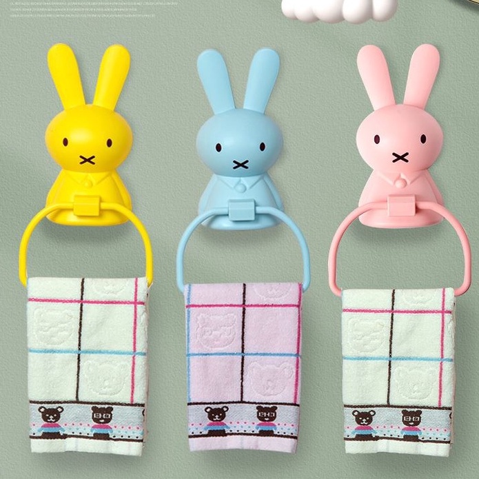 Giá treo khăn tắm XIAODUOJIAJU không cần khoan thiết kế phong cách hoạt hình xinh xắn 365
