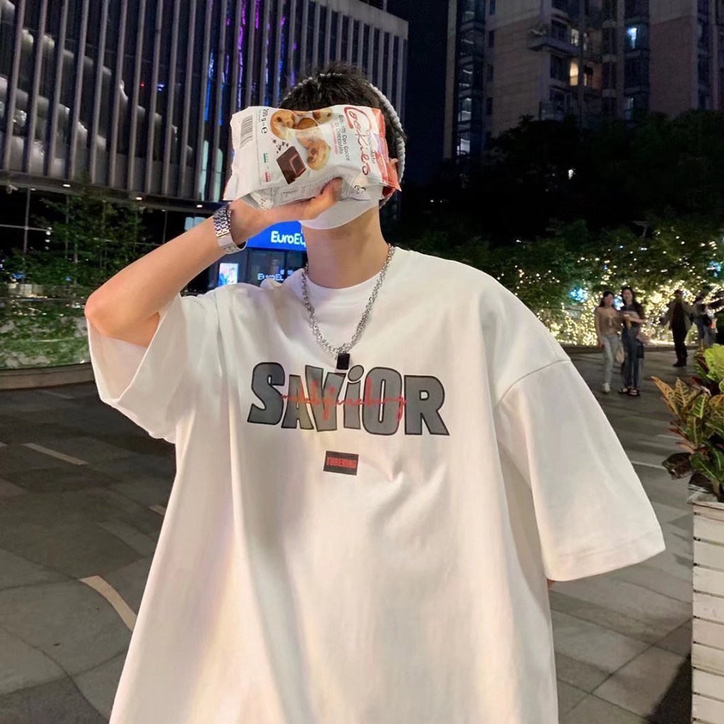 Áo Thun Tay Ngắn Dáng Rộng In Chữ Thời Trang Mùa Hè Phong Cách Hàn Quốc Cho Nam Size M-8XL