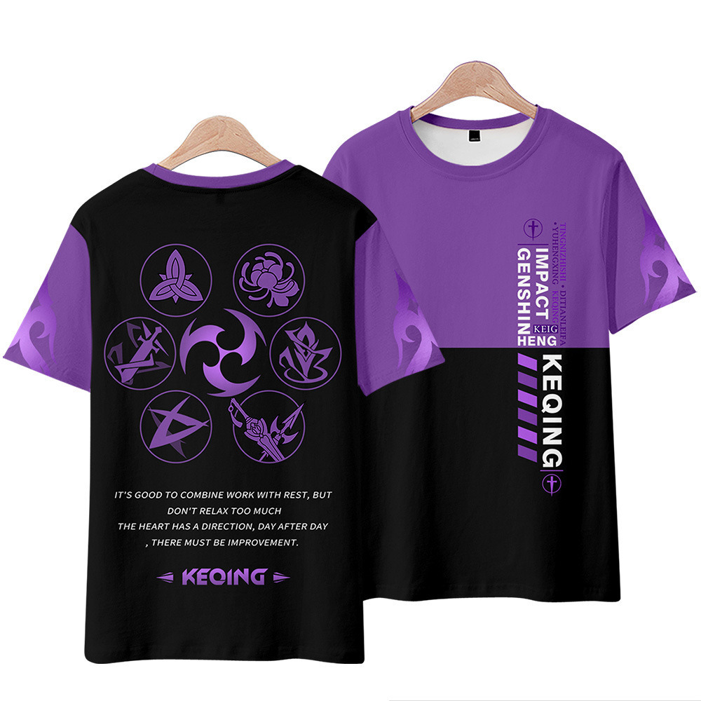 Áo Thun In Hoạ Tiết Genshin Impact Keqing Klee Diluc Cá Tính Cho Nam Và Nữ